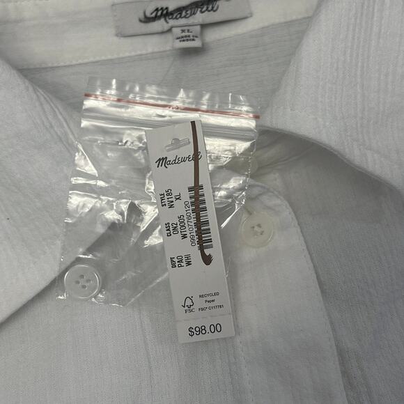NWT Madewell Cotton Double-Gauze Oversized Shirt White Size XL - Picture 7 of 9